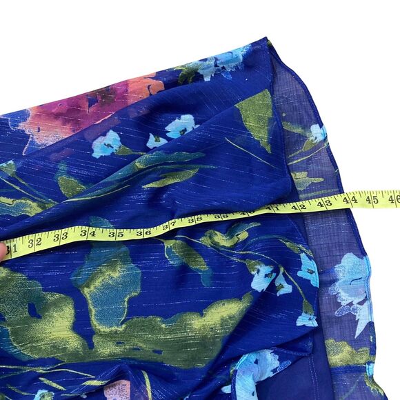 Julia Jordan Size 8 Blue Floral Midi Dress 3/4 Sleeve Chiffon V Neck NWT - Picture 8 of 9